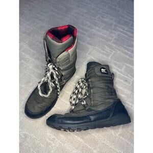 Sorel Boots Womens Whitney Tall Lace II Green Alpine Tundra NL3440-326 Puffer